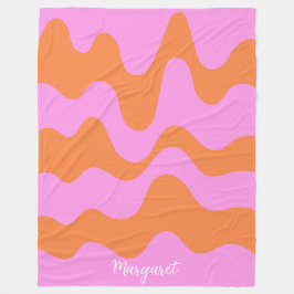pink &orange personalized name monogram fleece deken