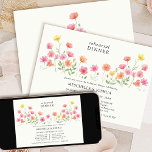 Pink Orange Pretty Floral Rehearsal Dinner Kaart<br><div class="desc">Wildflower wedding rehearsal dinner invitation with watercolor flowers. Featuring a delicate floral border of pink, orange and yellow wildflowers, this design evokes a sense of natural beauty and romantic whimsy. The soft, hand-painted aesthetic is perfect for a spring or summer celebration, adding a unique, handcrafted feel to your celebration. Perfect...</div>
