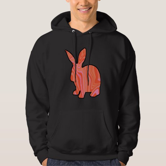 Pink Orange Psychedelic Bunny Rabbit Hoodie (Voorkant)