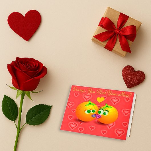 Pink Orange Pun Love Greeting Card Bedankkaart