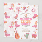 Pink Orange Retro 2nd Rodeo Birthday  Kaart (Voorkant / Achterkant)