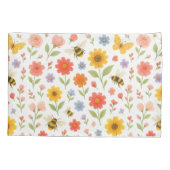 Pink Orange Yellow Floral and Bee Pattern  Kussensloop (Achterkant)