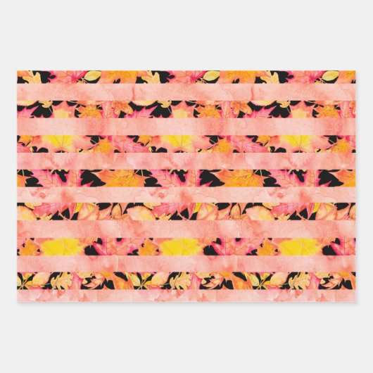 PINK ORANJE GEEL AUTUMN VERLATEN INPAKPAPIER VEL (Voorkant 2)