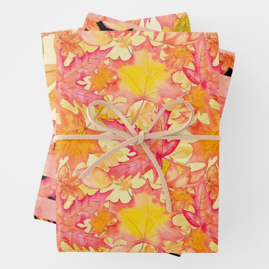 PINK ORANJE GEEL AUTUMN VERLATEN INPAKPAPIER VEL (In situ)