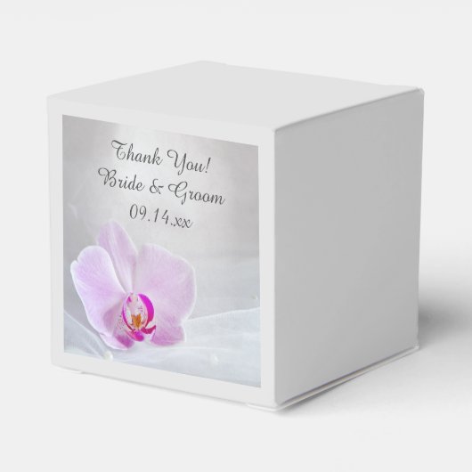 Pink Orchid and White Bridal Veil Wedding Bedankdoosjes (Achterkant)