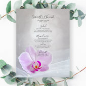 Pink Orchid and White Bridal Veil Wedding Menu