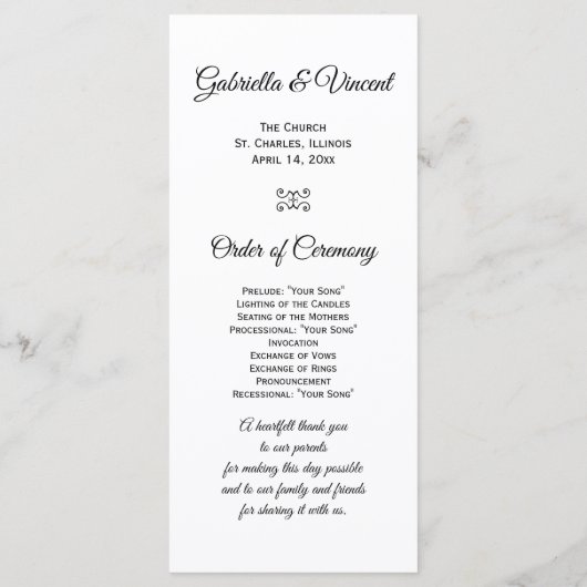 Pink Orchid Elegance Wedding Programme Programmakaart (Achterkant)