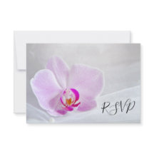 Pink Orchid en Bridal Veil Wedding RSVP Kaart