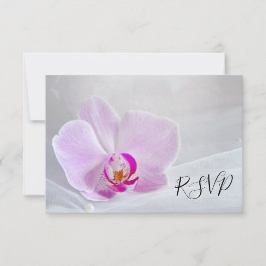 Pink Orchid en Bridal Veil Wedding RSVP Kaart (Voorkant)