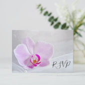 Pink Orchid en Bridal Veil Wedding RSVP Kaart (Staand voorkant)