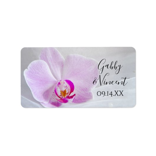 Pink Orchid en Veil Wedding Favor Labels (Voorkant)