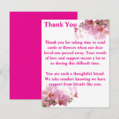 Pink Orchid Floral Funeral Sympathy Bedankkaart (Voorkant / Achterkant)