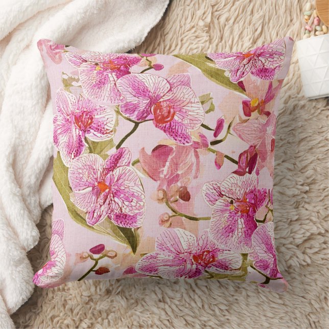 pink orchid floral pattern kussen (Deken)