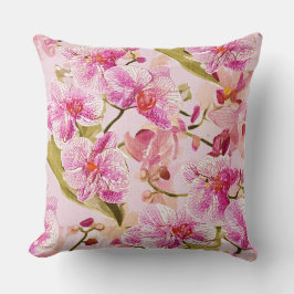 pink orchid floral pattern kussen