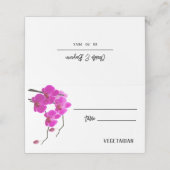 Pink Orchid Floral Wedding Meal Choice Plaatskaartje (Buitenkant ongevouwen)