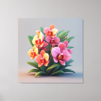 Pink Orchid Flower Arrangement Canvas Afdruk