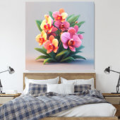 Pink Orchid Flower Arrangement Canvas Afdruk (Insitu (Slaapkamer))