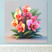 Pink Orchid Flower Arrangement Canvas Afdruk (Insitu (Houten vloer))