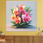 Pink Orchid Flower Arrangement Canvas Afdruk (Insitu (Woonkamer))