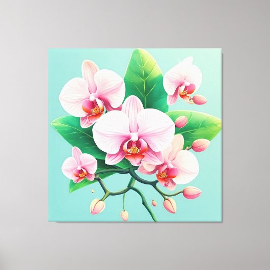 Pink Orchid Flower Arrangement Canvas Afdruk (Voorkant)