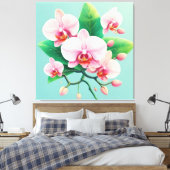 Pink Orchid Flower Arrangement Canvas Afdruk (Insitu (Slaapkamer))