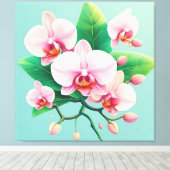 Pink Orchid Flower Arrangement Canvas Afdruk (Insitu (Houten vloer))