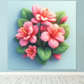 Pink Orchid Flower Arrangement Canvas Afdruk (Insitu (Houten vloer))