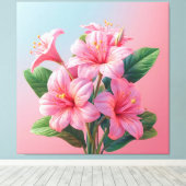 Pink Orchid Flower Arrangement Canvas Afdruk (Insitu (Houten vloer))