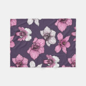 Pink orchid flowers fleece deken (Voorkant (Horizontaal))
