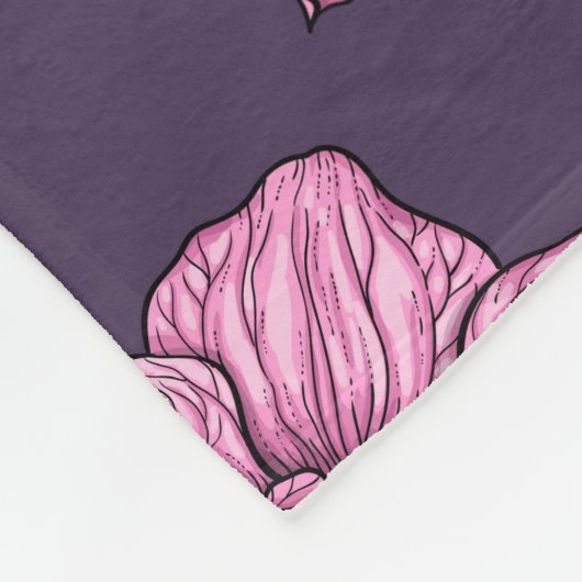 Pink orchid flowers fleece deken (Hoek)
