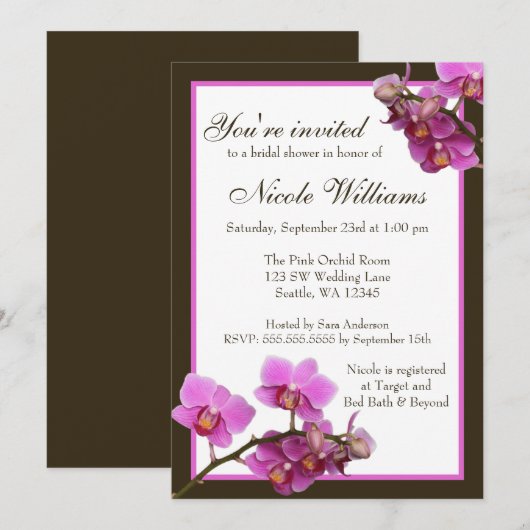 Pink Orchid Flowers Vrijgezellenfeest Kaart (Voorkant / Achterkant)