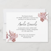 Pink Orchid Funeral Announcement Kaart (Voorkant)