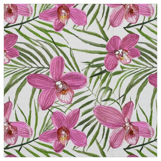 Pink orchid pattern stof (Swatch)