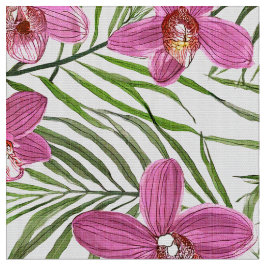 Pink orchid pattern stof