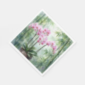 Pink Orchid Plant On Bamboo Background Servet (Hoek)