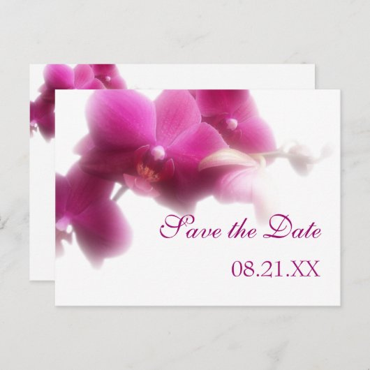 Pink Orchid Save the Date Aankondiging (Voorkant / Achterkant)
