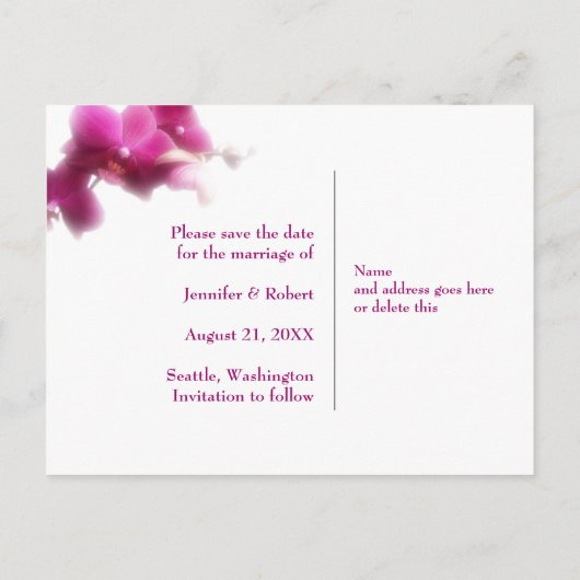 Pink Orchid Save the Date Aankondiging (Achterkant)