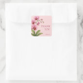 Pink Orchid Square Business Thank You Sticker (Tas)