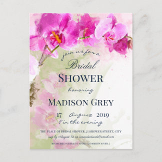 Pink Orchid Waterverf Splash Vrijgezellenfeest Briefkaart