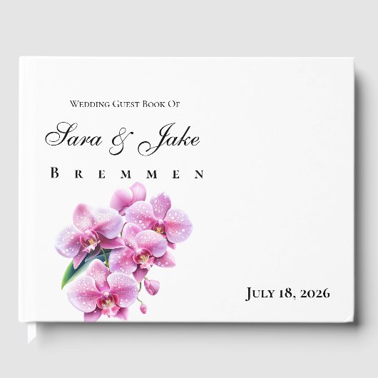 Pink Orchid Wedding Gastenboek (Voorkant)