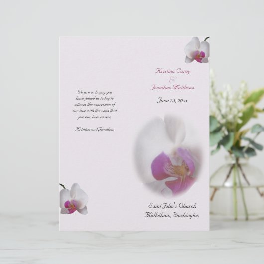 Pink Orchid Wedding Programme (Staand voorkant)