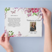 Pink Orchids Butterfly Funeral Programme Flyer (Hand)