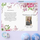 Pink Orchids Butterfly Funeral Programme Flyer (Enkel)