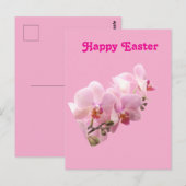 Pink Orchids “Happy Easter” Briefkaart (Voorkant / Achterkant)