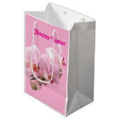 Pink Orchids “Happy Easter”  Medium Cadeauzakje (Voorkant Gekanteld)