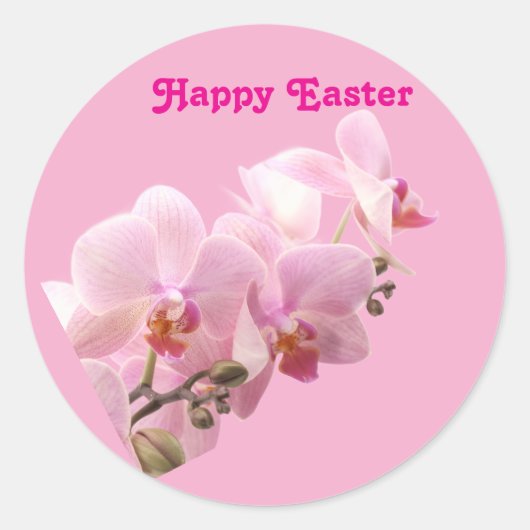 Pink Orchids “Happy Easter” Sticker (Voorkant)