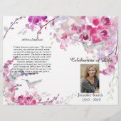 Pink Orchids Hummingbird Funeral Programme Flyer (Voorkant)