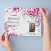 Pink Orchids Hummingbird Funeral Programme Flyer (Hand)