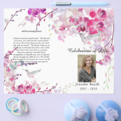 Pink Orchids Hummingbird Funeral Programme Flyer (Enkel)