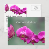 Pink Orchids Nieuw Adres Aankondigingskaart (Voorkant / Achterkant)